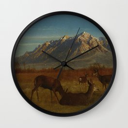 Albert Bierstadt - Deer in Mountain Home Wall Clock