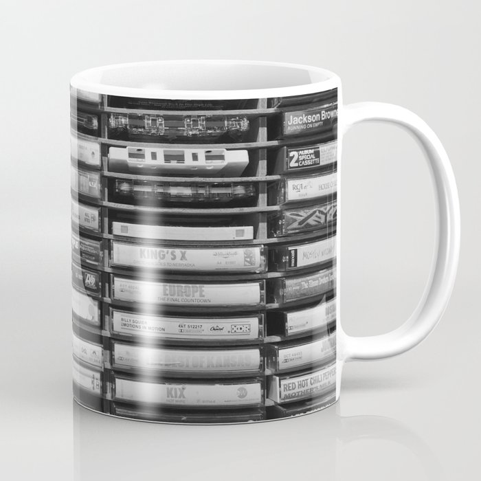 Cassette Tapes Pattern (Black and White) Coffee Mug
