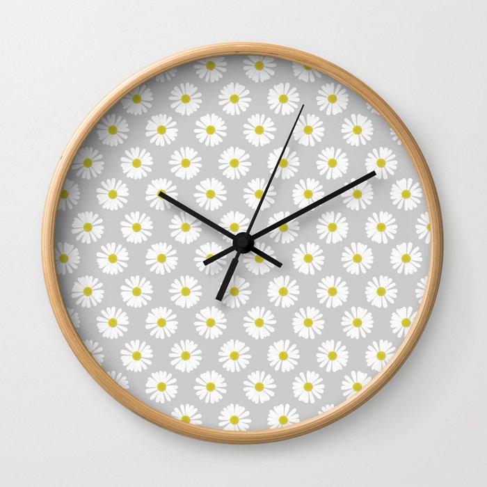 Daisies on Gray Wall Clock