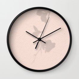 Pink Pastel Color Wall | Branch with Flowers Shadow Art Print | Italy Summer Travel Photography Wall Clock