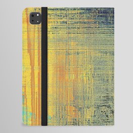 Abstract vintage background with grunge effects, ragged elements, and different color patterns: yellow (beige); red (orange); blue; black; cyan iPad Folio Case