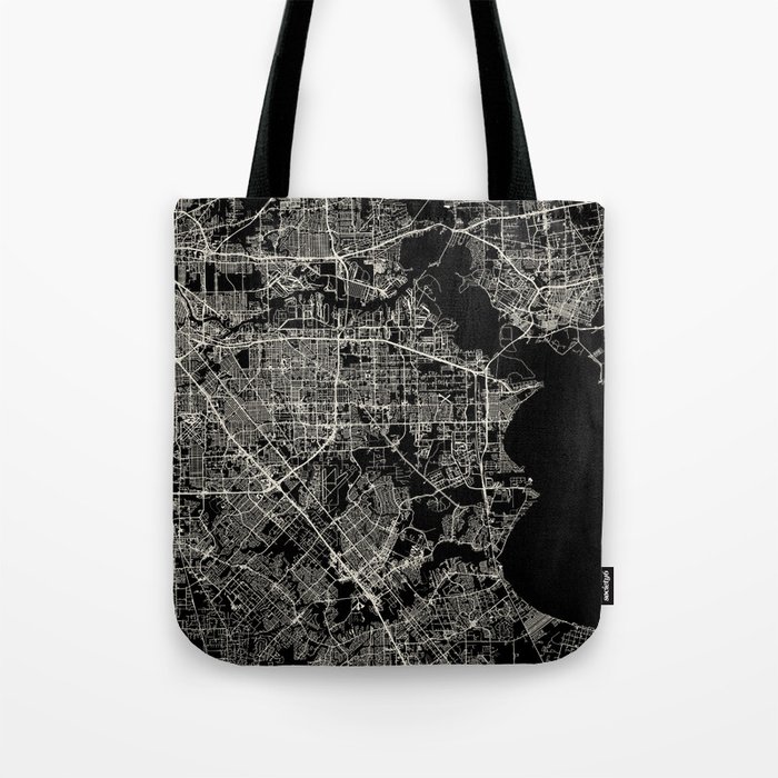 Pasadena USA - Black and White City Map Tote Bag