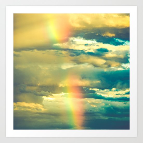 Rainbow Blue Sky Clouds Art Print