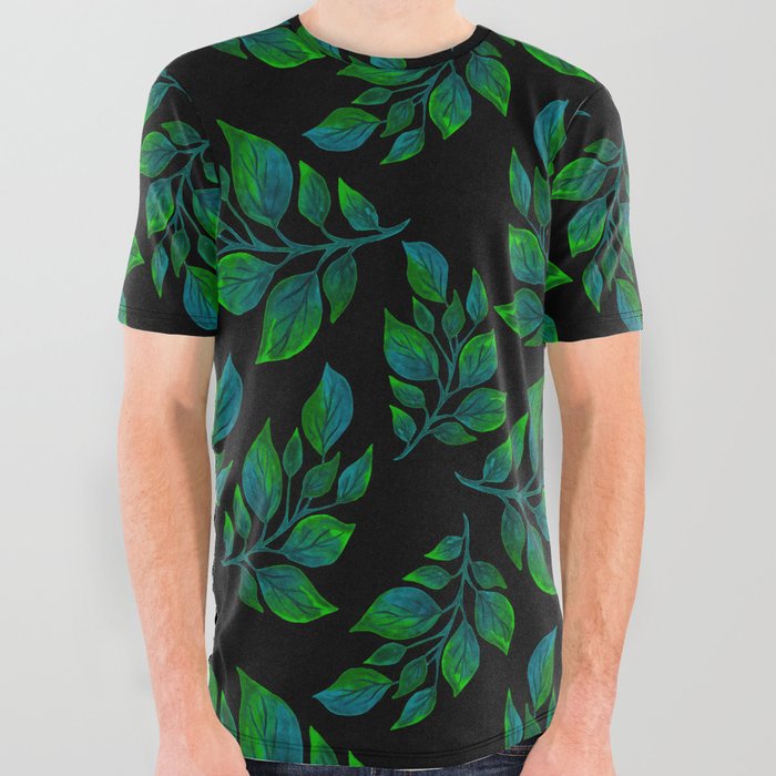 Black graphic top tee with green