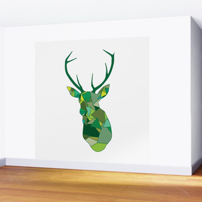 Green Geo Deer Head Wall Mural by minddesign | Society6