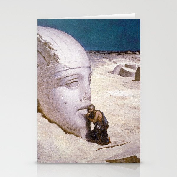 Questioner of the ancient Egyptian Sphinx - voyage down the nile landscape painting by Elihu Vedder Stationery Cards