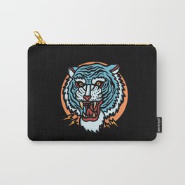 Blue tiger retro tattoo cartoon wild tiger gift Carry-All Pouch