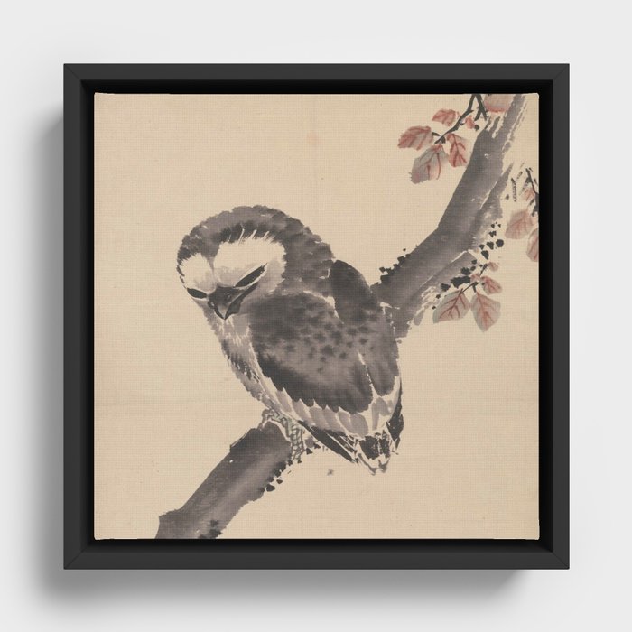 Hokusai, Owl Framed Canvas