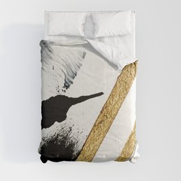 Armor [8]: a minimal abstract piece in black white and gold by Alyssa Hamilton Art Comforter