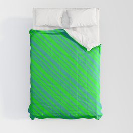[ Thumbnail: Lime & Light Sea Green Colored Lined Pattern Comforter ]