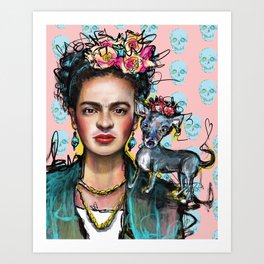 Frida + Perrito Art Print