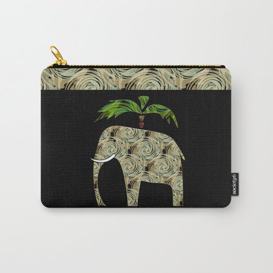 Elephant under a palm tree . Carry-All Pouch