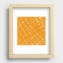 Rough Weave Painted Abstract Burlap Painted Pattern in Ochre Orange Recessed Framed Print