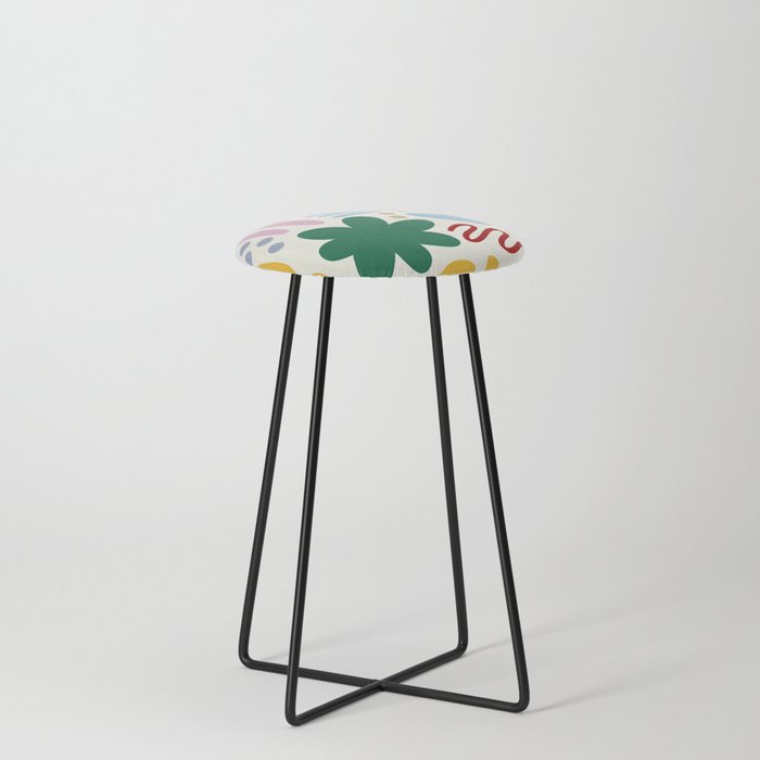 Abstract vintage color shapes collection 5 Counter Stool