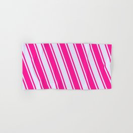 [ Thumbnail: Lavender & Deep Pink Colored Stripes Pattern Hand & Bath Towel ]