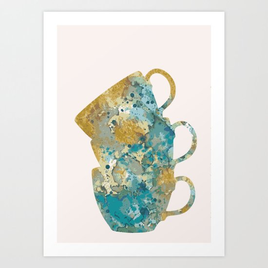 Three cups in pink Art Print