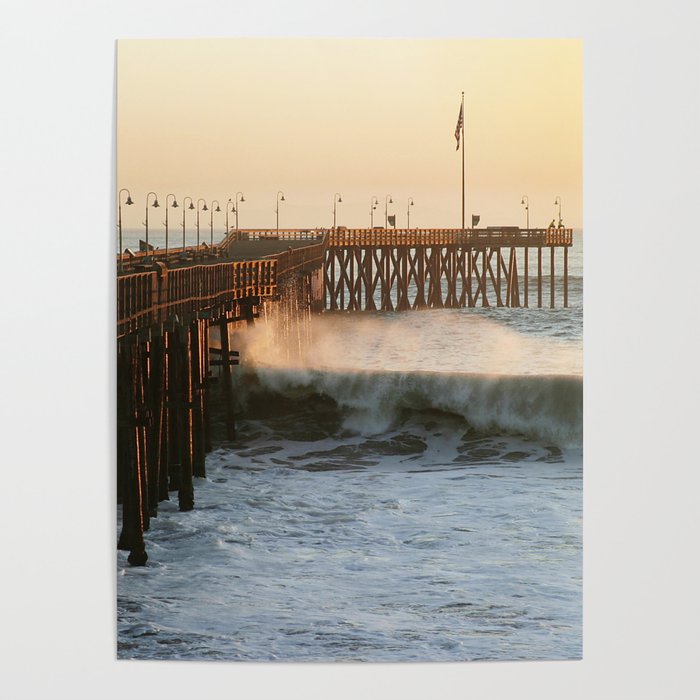 Ventura Pier with Big Wave Poster