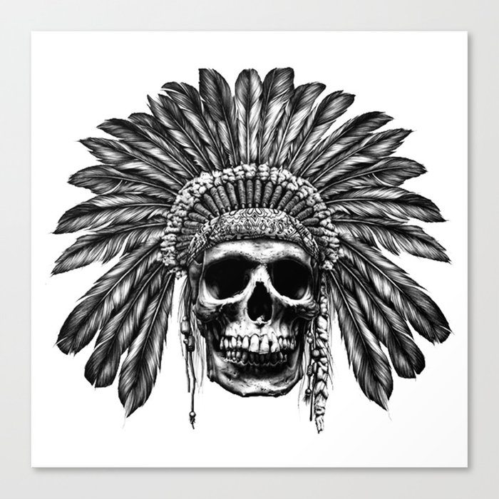 Indian Skull With Headdress Feathers The Vector Image