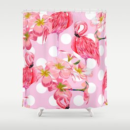 The Pink Flamingo's Party Shower Curtain
