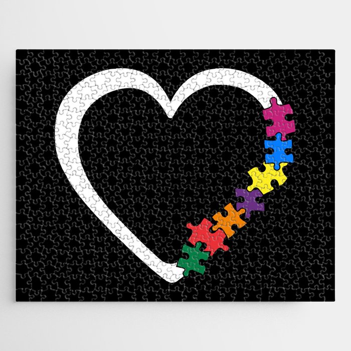 Autism Awareness Heart Colorful Puzzle Pieces Jigsaw Puzzle