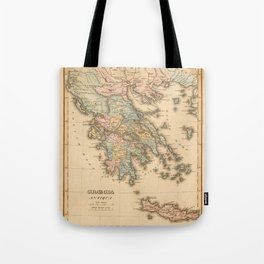 Vintage Map Print - 1823 map of Ancient Greece by Fielding Lucas, Jr Tote Bag