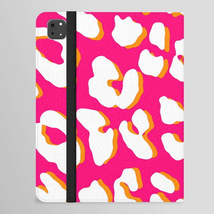 White Leopard Print Pink Orange iPad Folio Case