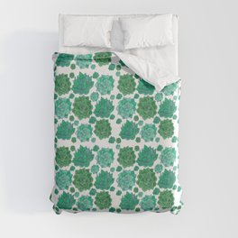 Shades of Green Succulent Pattern Duvet Cover