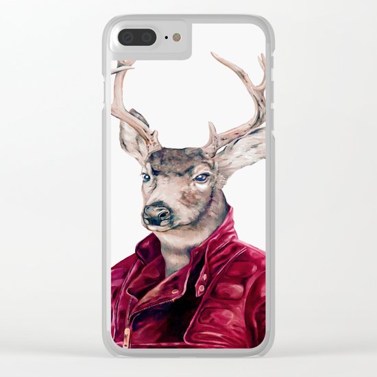 Deer In Leather Clear iPhone Case