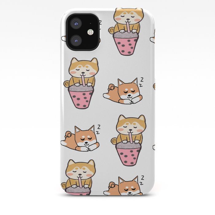 Shiba Pattern With Bubble Tea Iphone Case By Mewspeak Society6