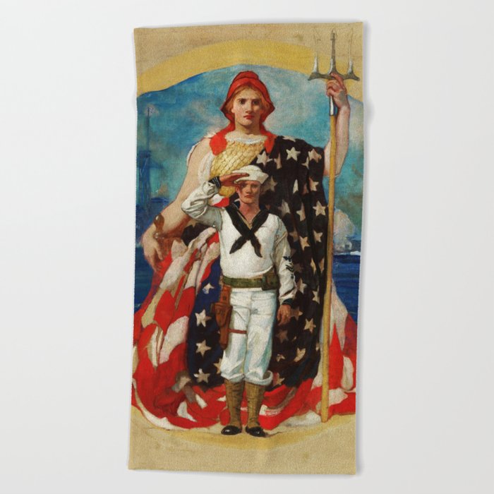 USA Navy illustration Beach Towel