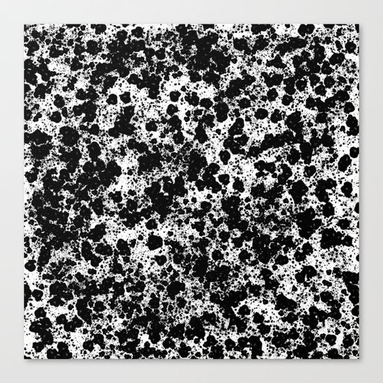 Peppered - Abstract, black and white paint splats Canvas Print