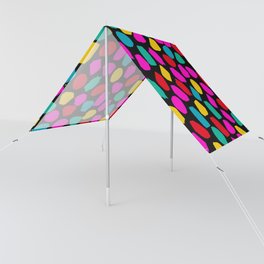 Ink Dot Colourful Mosaic Pattern Bright 80s Colours on Black Sun Shade