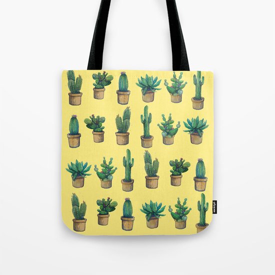 cactus on yellow Tote Bag