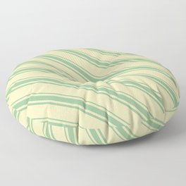 [ Thumbnail: Beige and Dark Sea Green Colored Lines Pattern Floor Pillow ]