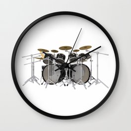 Black Drum Kit Wall Clock
