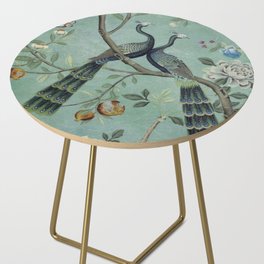 A Teal of Two Birds Chinoiserie Side Table