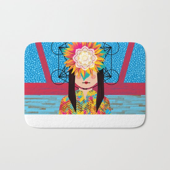 Sunflower Girl Bath Mat