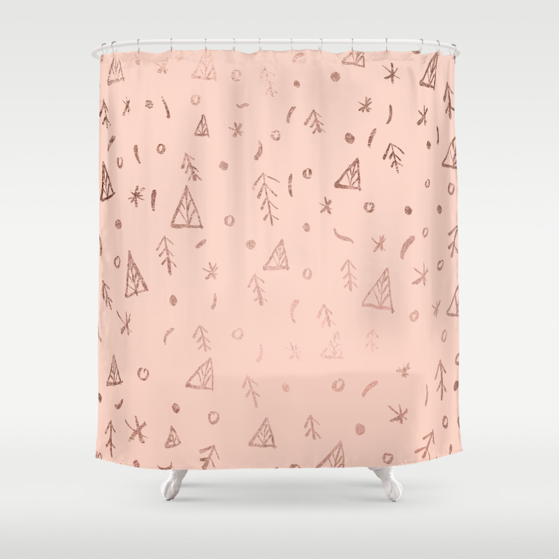 Rose Gold Abstract Christmas Tree Pattern Blush Pink Shower