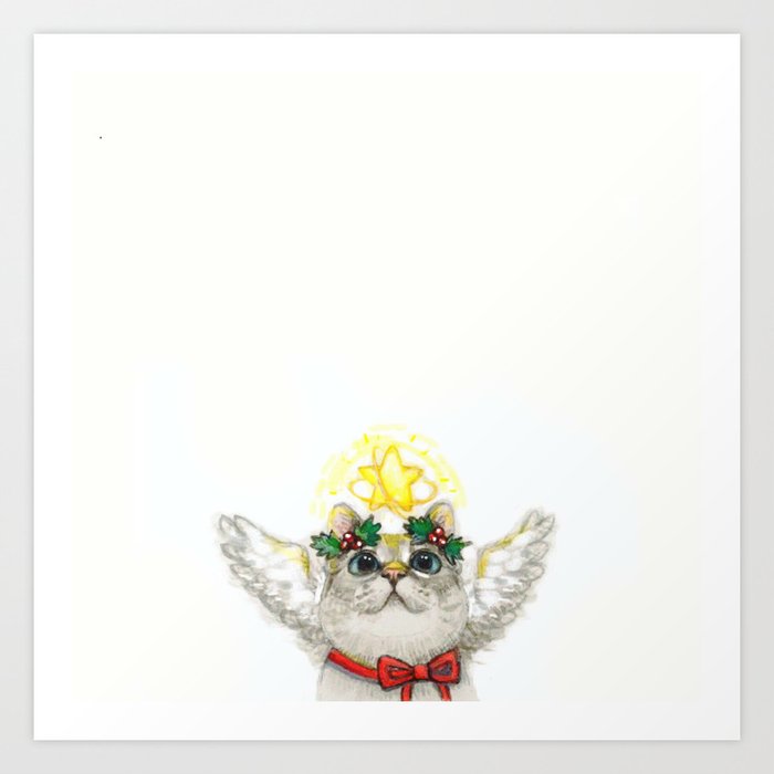 Small Christmas Angel Cat Art Print By Siyiart Society6 It is necessary to print the support which is easy to put on, to assemble with or without glue. small christmas angel cat art print by siyiart