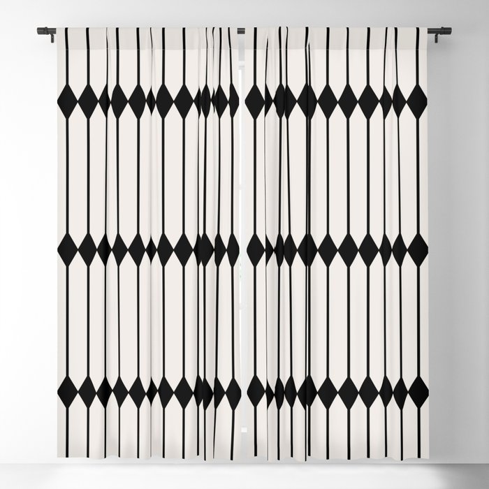 Minimal Geometric Pattern - Black Blackout Curtain