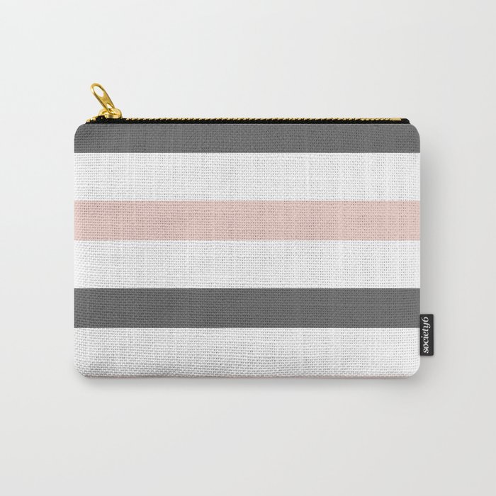 Grey and Pink Stripes Carry-All Pouch