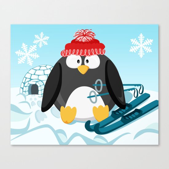 Penguin in January month series Canvas Print