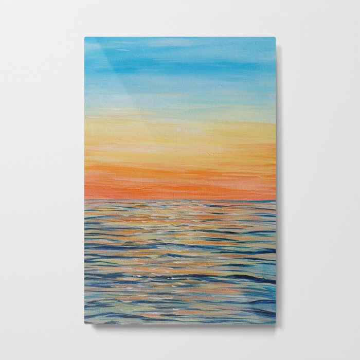 Acrylic Sunset on Ocean Metal Print