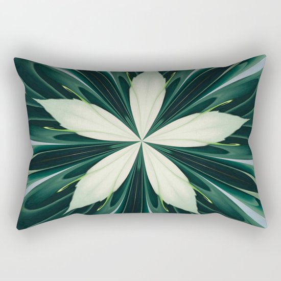 White Leaves In A Green Forest Kaleidoscope Rectangular Pillow