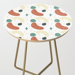 Mid Century Modern Abstract Pattern 22 in Teal, Orange, Yellow and Cream Side Table