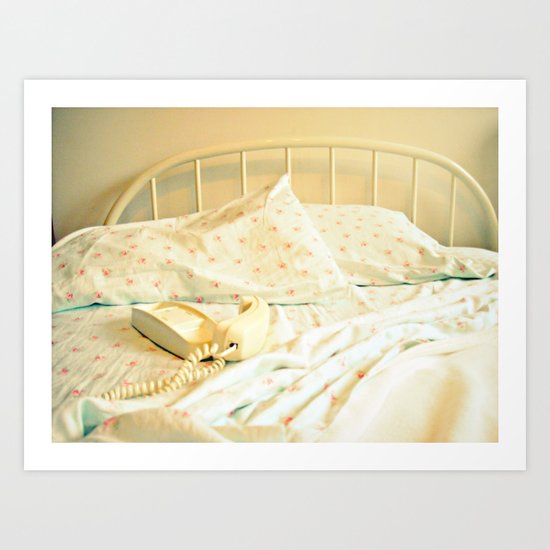 Sunday Morning ~ Vintage Telephone in Bed Art Print