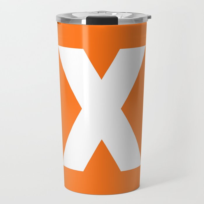 letter X (White & Orange) Travel Mug