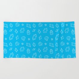 Turquoise and White Gems Pattern Beach Towel