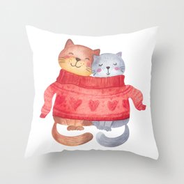 Winter cats Throw Pillow
