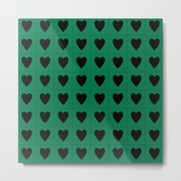 Teal black hearts pattern Metal Print